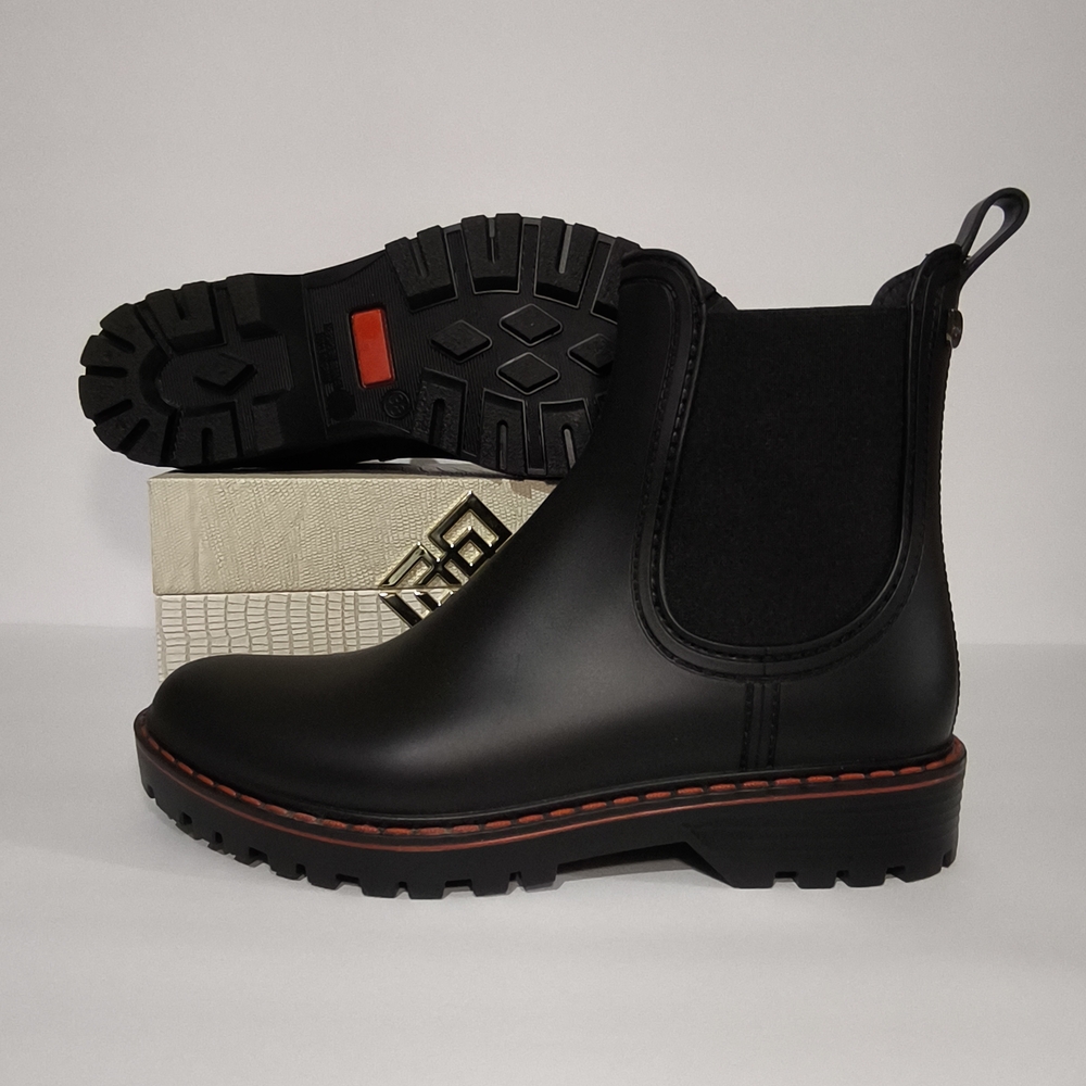 Igor Black Rain Boots with Rugged Sole And Red Details